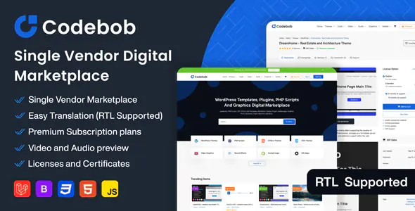 Codebob - PHP单商户数字内容下载市场源码