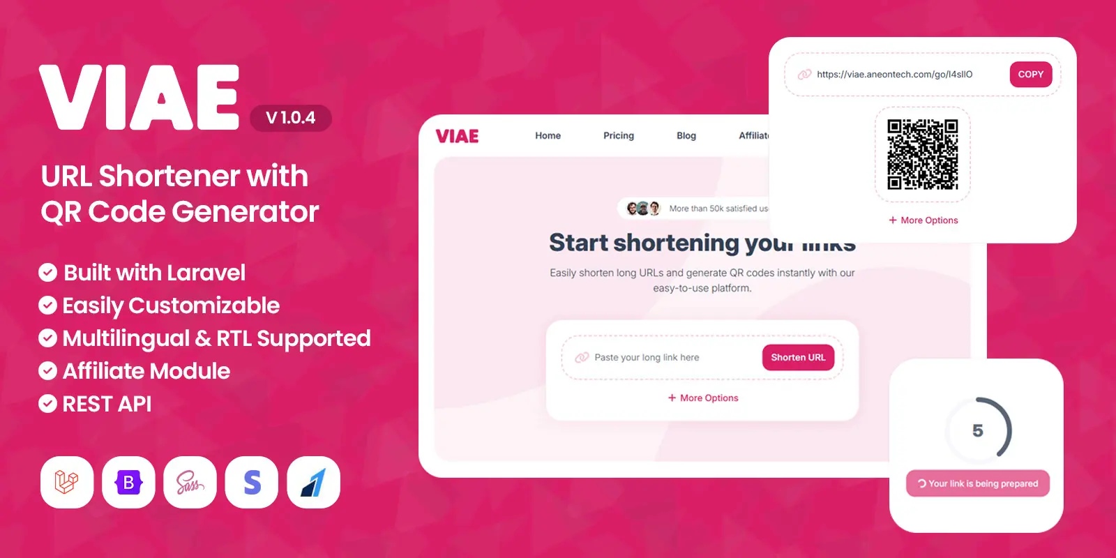 Viae - 带QR码生成器的网址缩写器